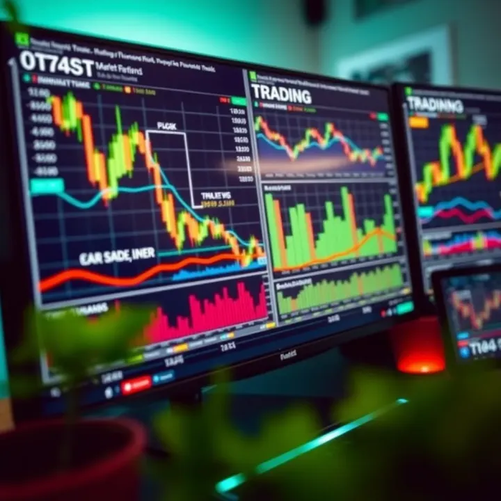 Trading platform interface showing charts and market analysis tools on a computer screen