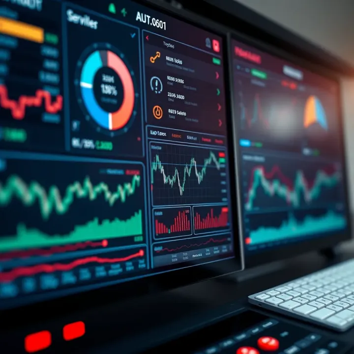 Dashboard with tools and indicators for managing risks in binary options investing