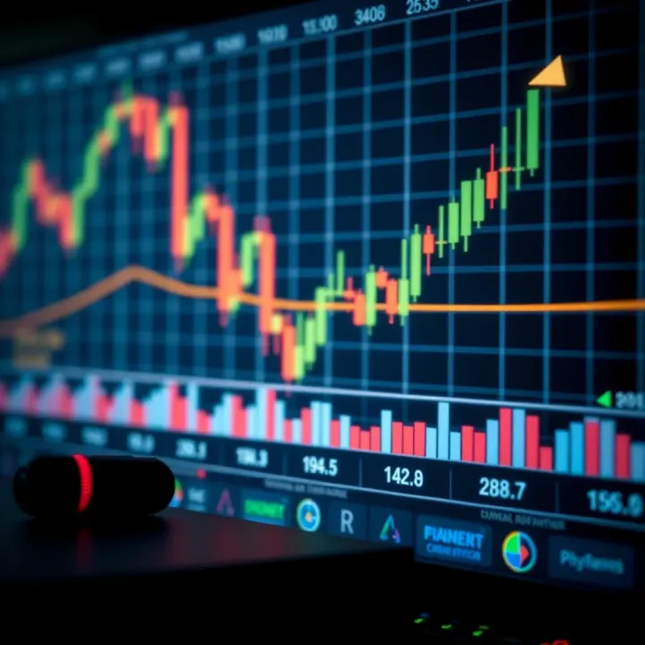 Illustration of a financial chart with risk and reward indicators in binary options