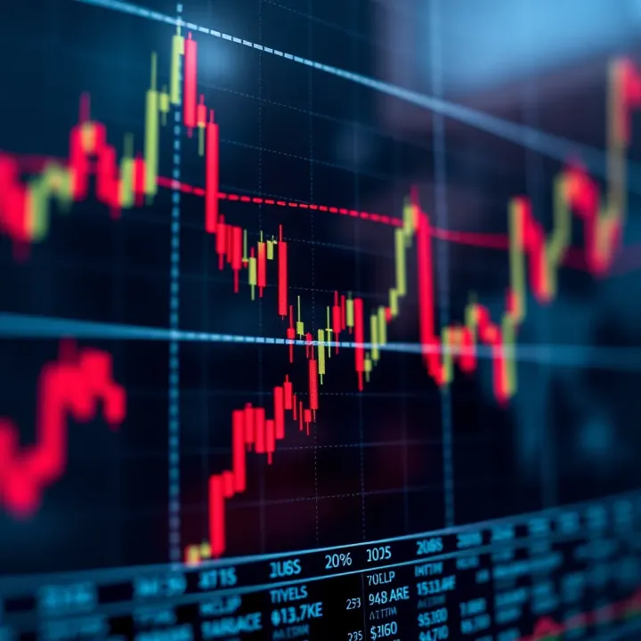 Graph depicting binary options trading with price movement indicators