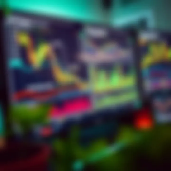 Trading platform interface showing charts and market analysis tools on a computer screen