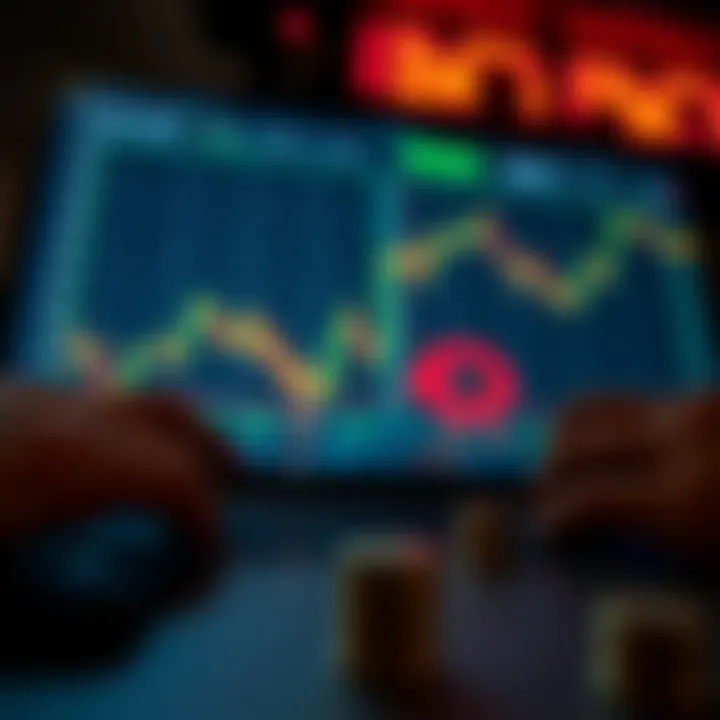 Illustration depicting binary options trading with contrasting outcomes