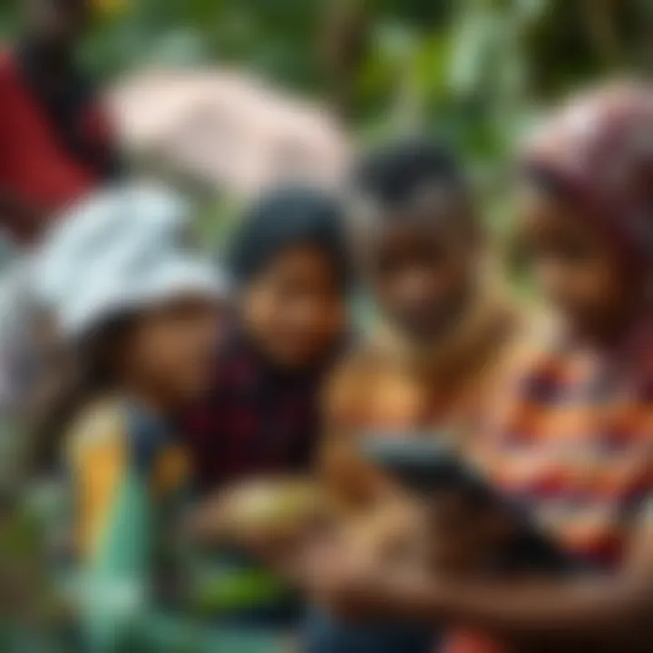 Community members collaborating with technology tools and public policies to enhance resilience and reduce disaster impact