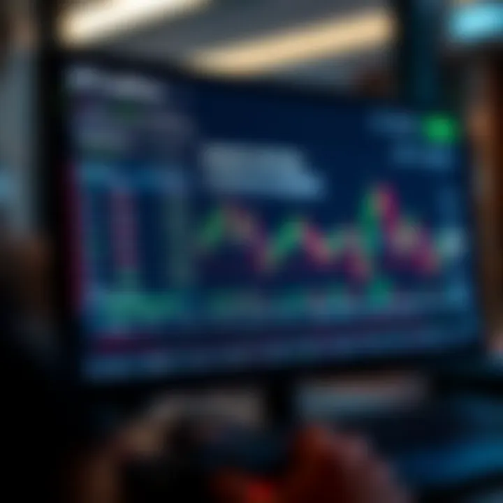 Binary options trading interface showing a simulated forecast chart and trading options