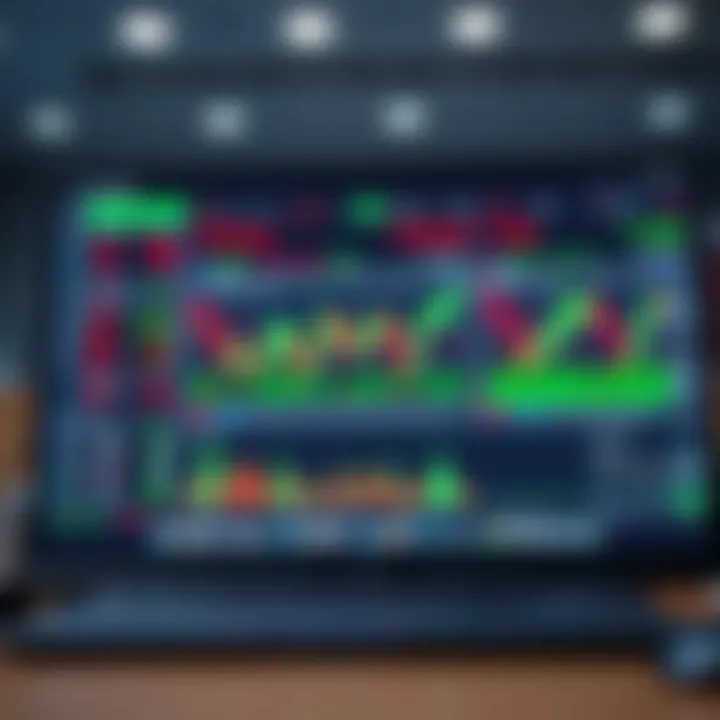 Digital interface displaying automated trading platform with charts and copy trading connections