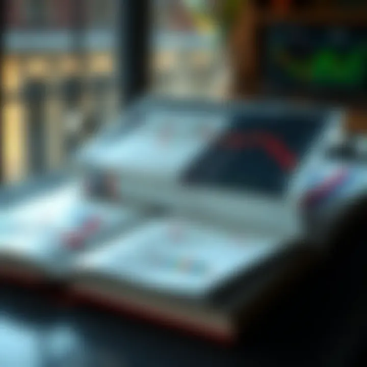 Open book displaying charts and graphs related to Forex trading strategies