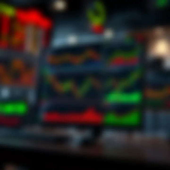 Trading platform interface displaying real-time financial charts and analysis tools