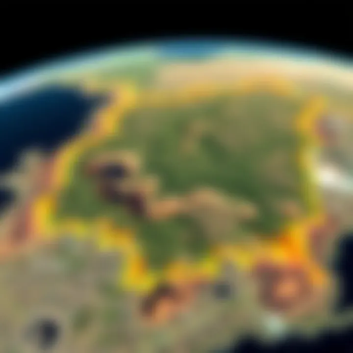 Graphical representation of hazard data with layered satellite views for comprehensive risk analysis