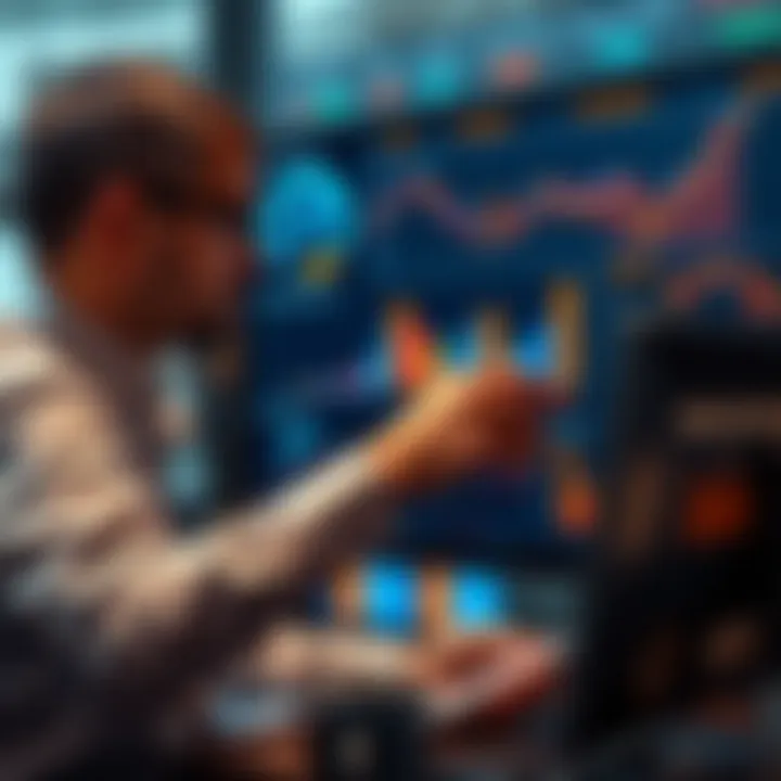 Financial professional analyzing credit risk data on a digital dashboard