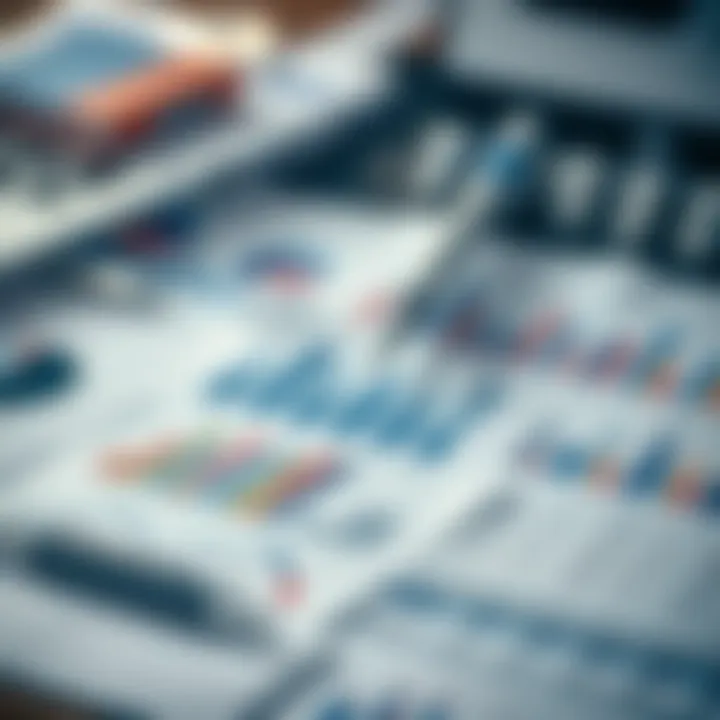 Financial documents and charts representing fundamental analysis data