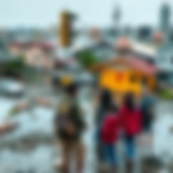 Illustration showing community and institutional roles collaborating to enhance disaster resilience