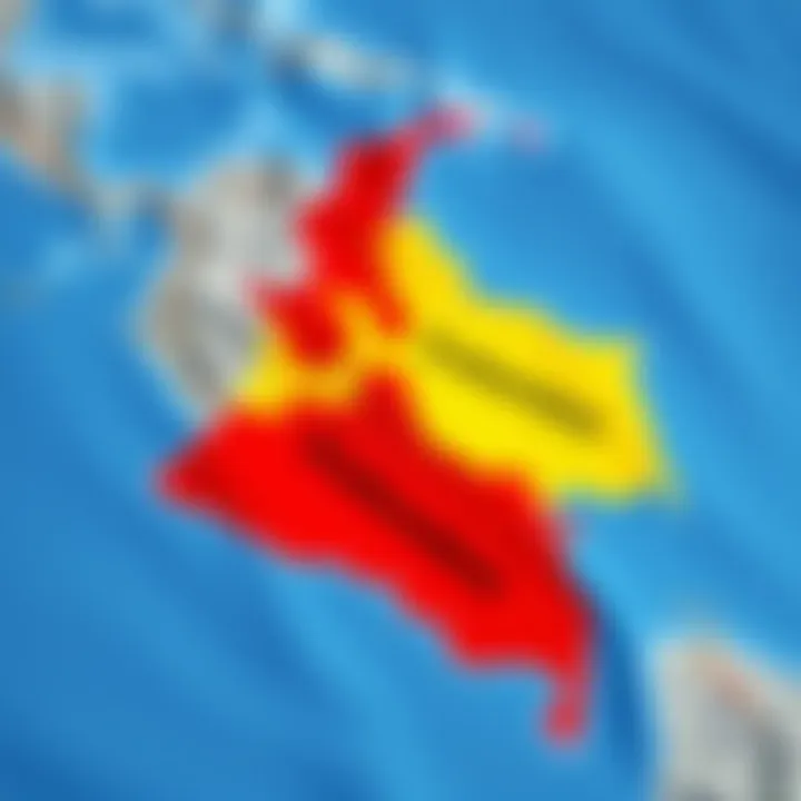 Map of Colombia highlighting key risk zones and affected regions