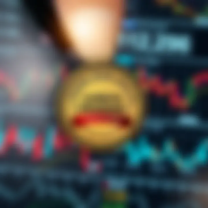 Illustration of financial trading concepts including charts and certification badge