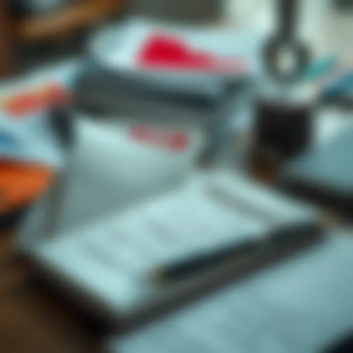 Collection of educational resources including a PDF document and a notebook with trading notes