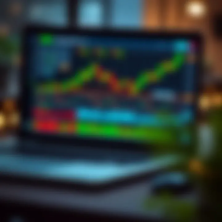 Open laptop displaying financial charts and trading platform interface