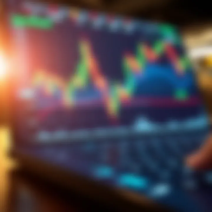 Digital graph showing upward trends on a trading platform interface