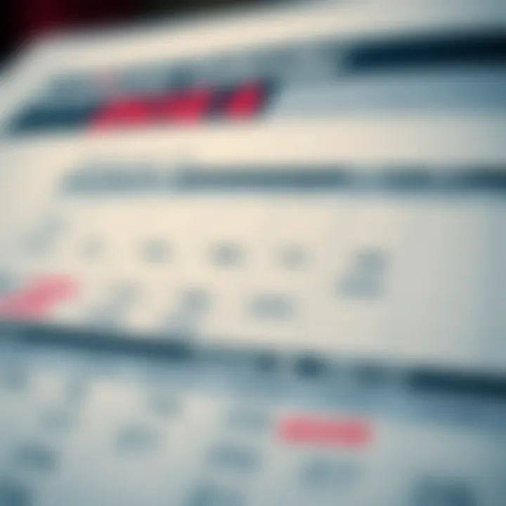 Economic calendar showing various financial indicators and data releases in the United States