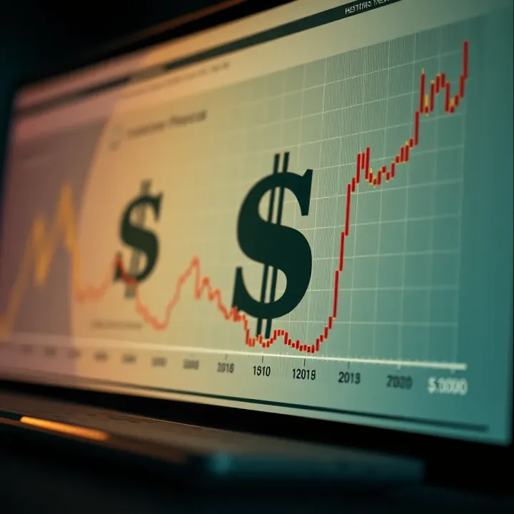 Graph showing fluctuations in the Colombian peso against the US dollar over time