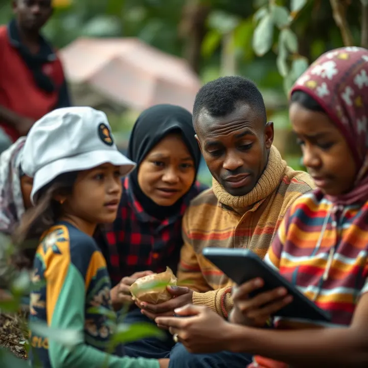 Community members collaborating with technology tools and public policies to enhance resilience and reduce disaster impact