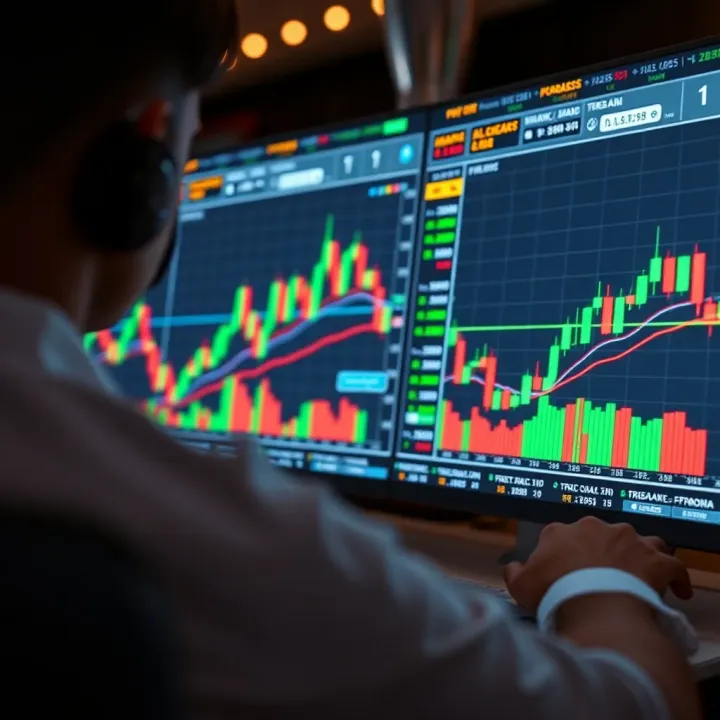 Illustration of binary options trading strategies with charts and financial indicators
