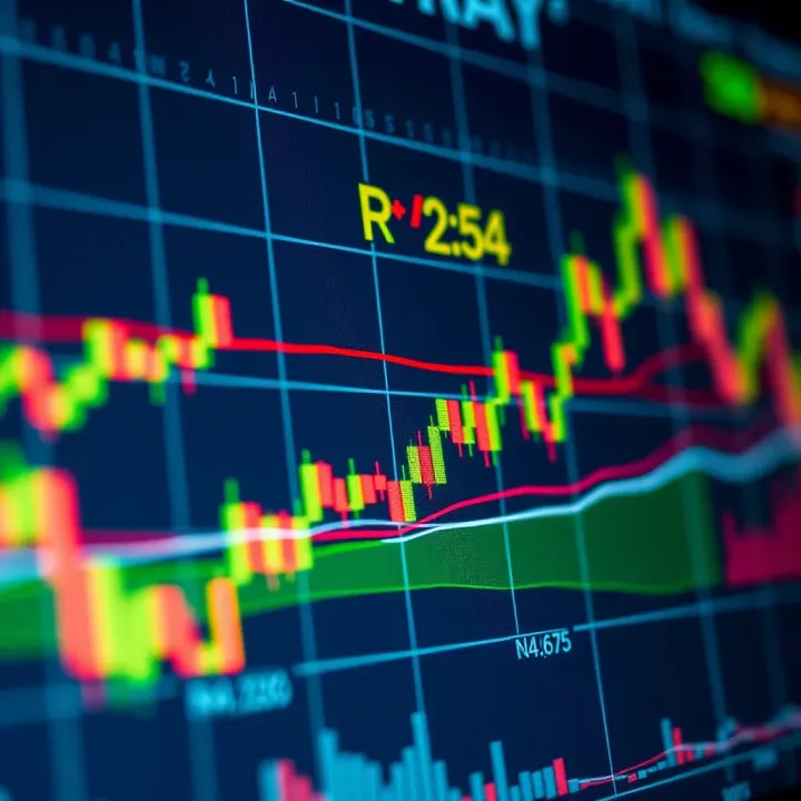 Chart displaying technical analysis indicators and candlestick patterns