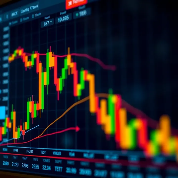 Graph showing various technical indicators on a stock chart for financial analysis
