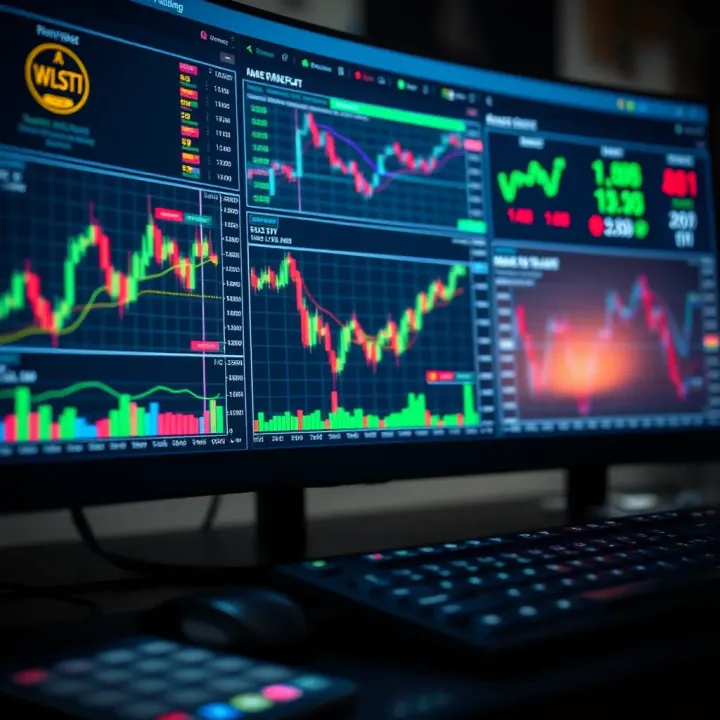 Digital interface showing various trading tools and charts for market analysis