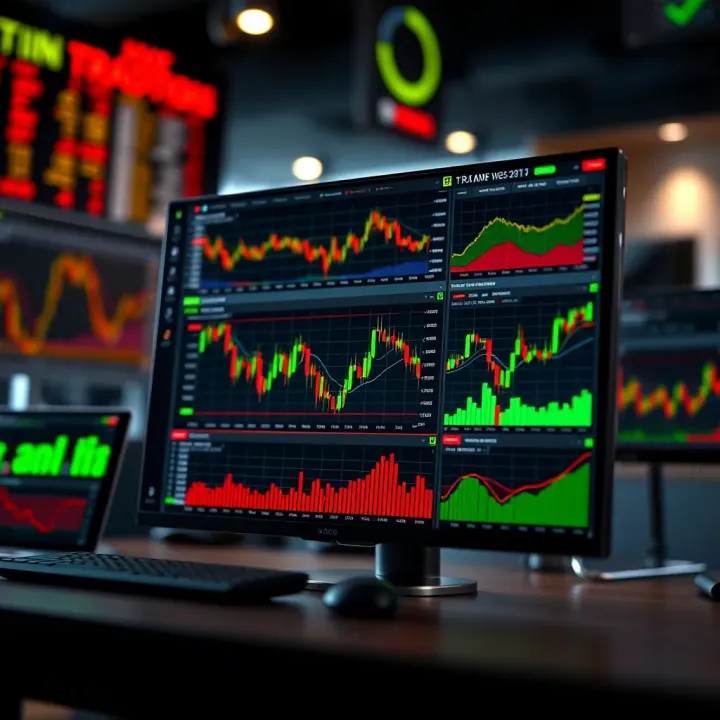 Trading platform interface displaying real-time financial charts and analysis tools