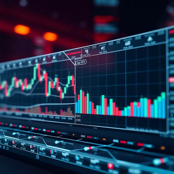 Graph illustrating the concept of copy trading with connected financial charts