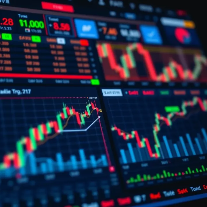 Illustration of trading dashboard with technical indicators and market analysis tools