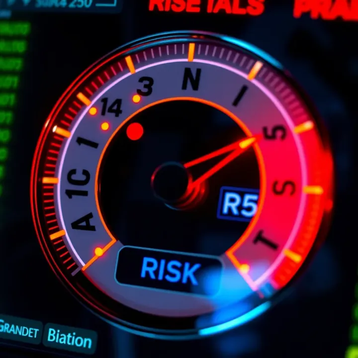 Illustration of a risk meter highlighting low risk associated with demo accounts compared to real trading
