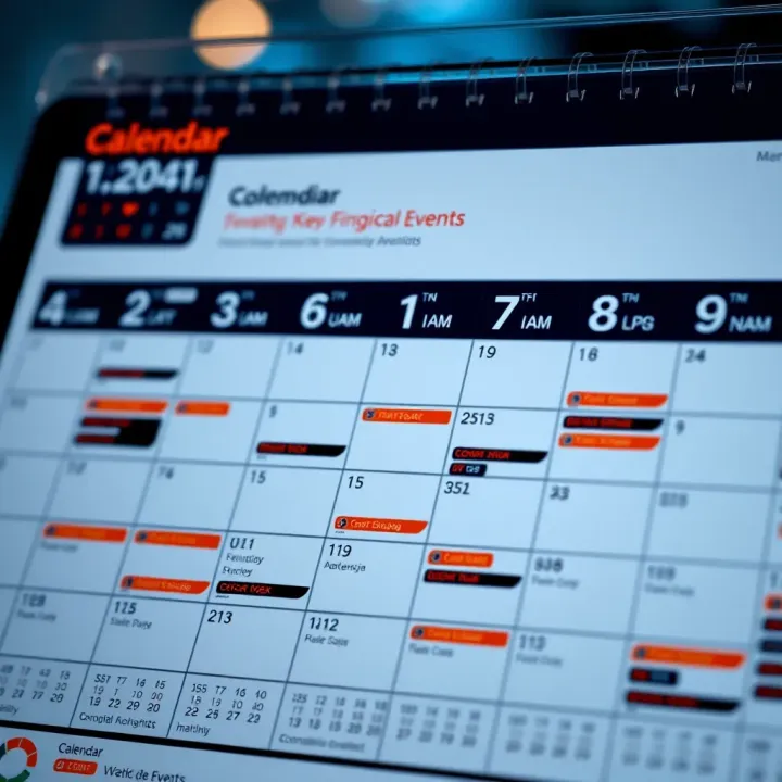 Calendar highlighting key financial and economic events in Colombia with charts and data points