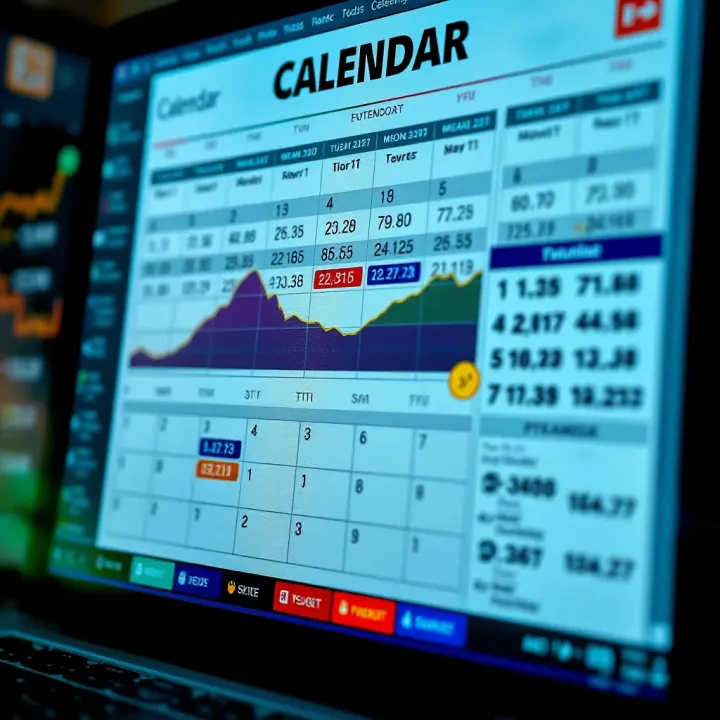 Economic calendar displaying key Forex market events with dates and impact levels