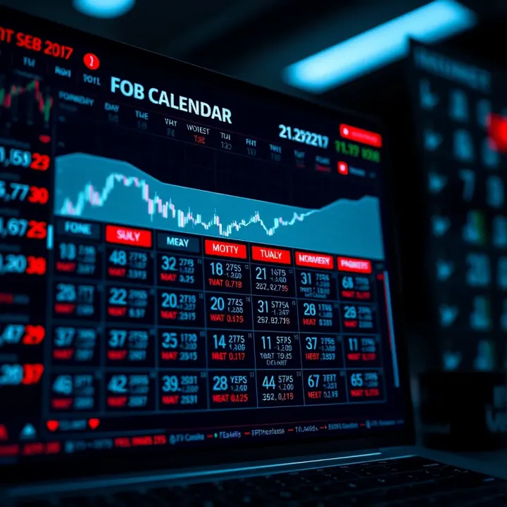 Economic calendar showing upcoming forex market events with dates and impact levels