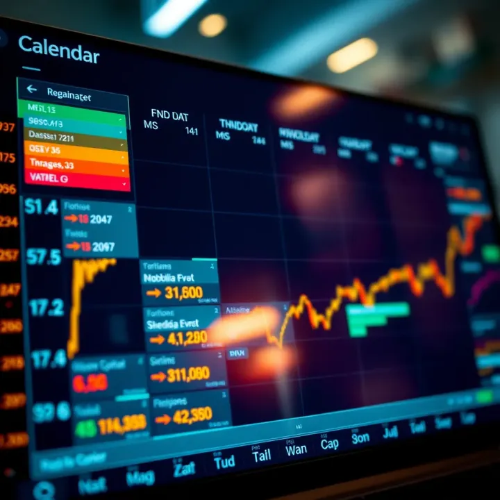 Economic calendar interface displaying upcoming financial events and indicators