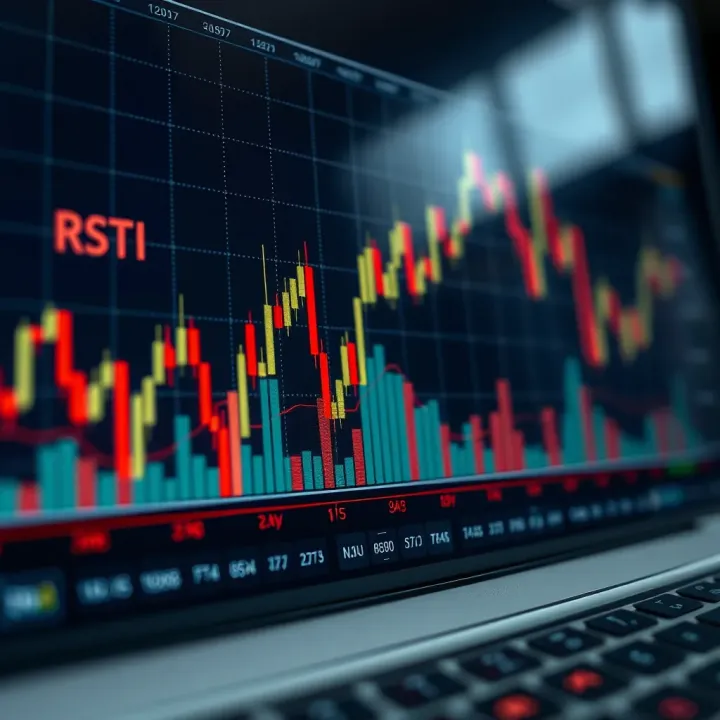 Graph of common technical indicators used in forex trading such as RSI and moving averages