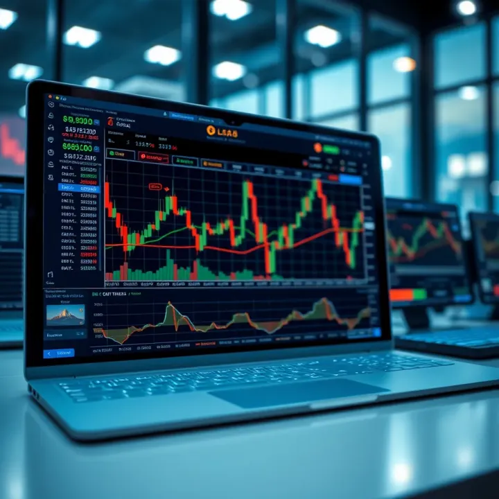 Online trading course interface displaying charts and educational content