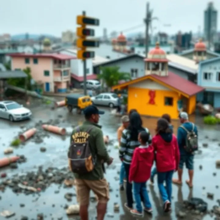 Illustration showing community and institutional roles collaborating to enhance disaster resilience