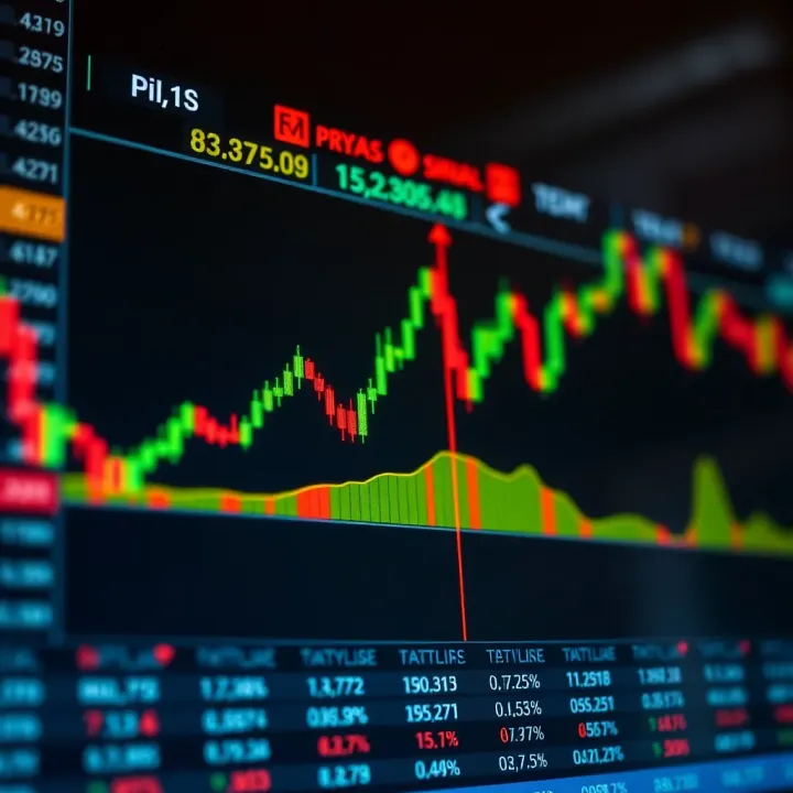 Chart displaying binary options trading trends with bullish and bearish signals