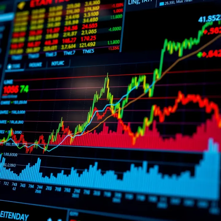 Graph and charts illustrating market trends influenced by US economic data