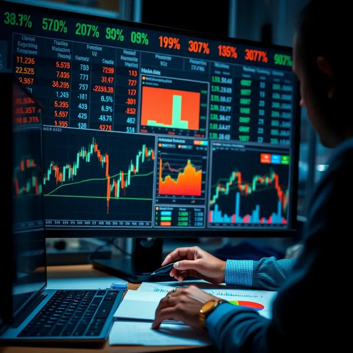 Investor analyzing financial charts and graphs for strategic decisions