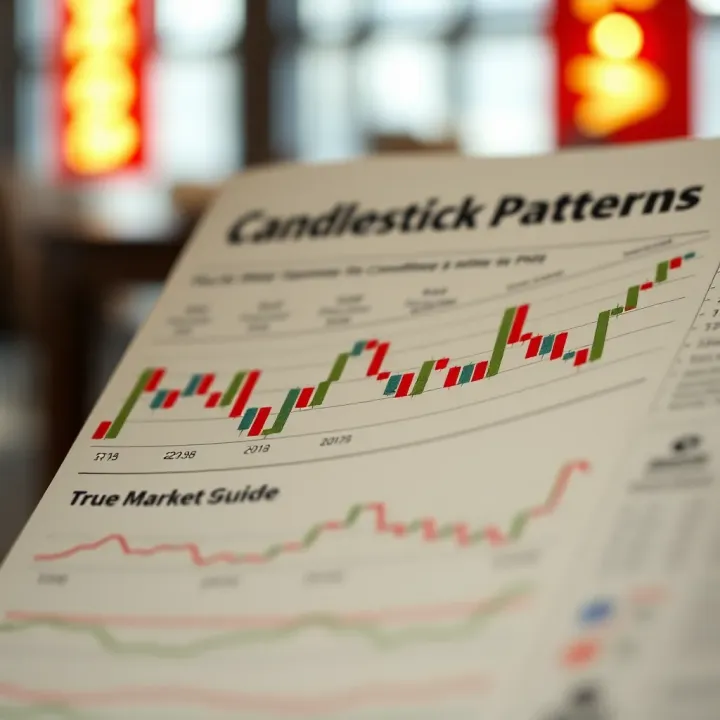 Illustration showing various Japanese candlestick patterns used in technical market analysis