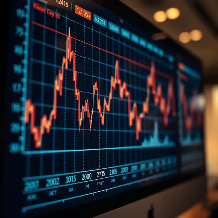 Graph showing market reactions to economic data releases and financial trends