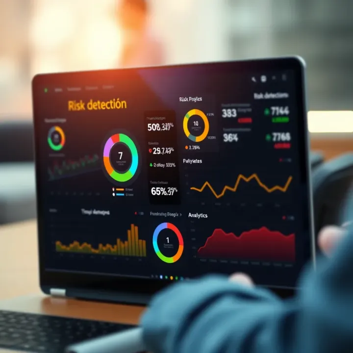 Dashboard showing risk management analytics and threat detection indicators