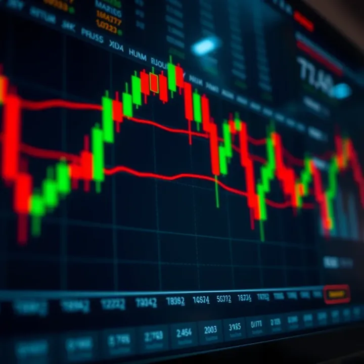 Chart displaying bullish and bearish candlestick patterns in a financial market analysis