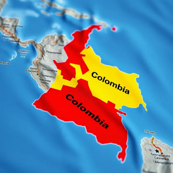 Map of Colombia highlighting key risk zones and affected regions