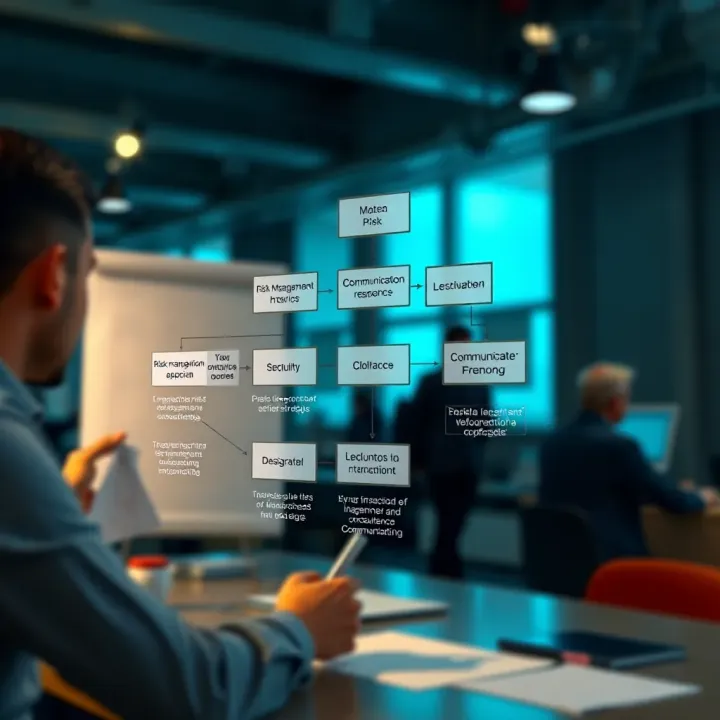 Flowchart showing integration of risk management and communication strategies in consultancy engagements