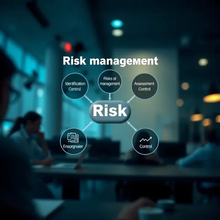 Diagram illustrating key components of risk management including identification, assessment, and control