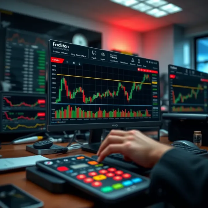 Secure Trading Platform and Tools for Successful Binary Options Operation Illustration of a secure trading platform interface with charts and tools for binary options trading