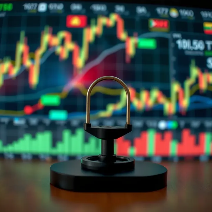Illustration of a secure and efficient trading environment with Colombian financial market symbols